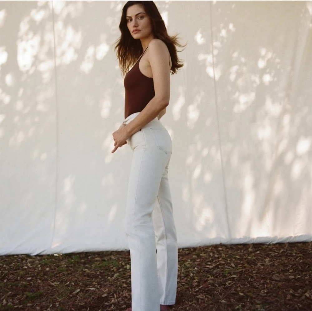 Reformation Cynthia High Rise Straight Jeans White - Size 27